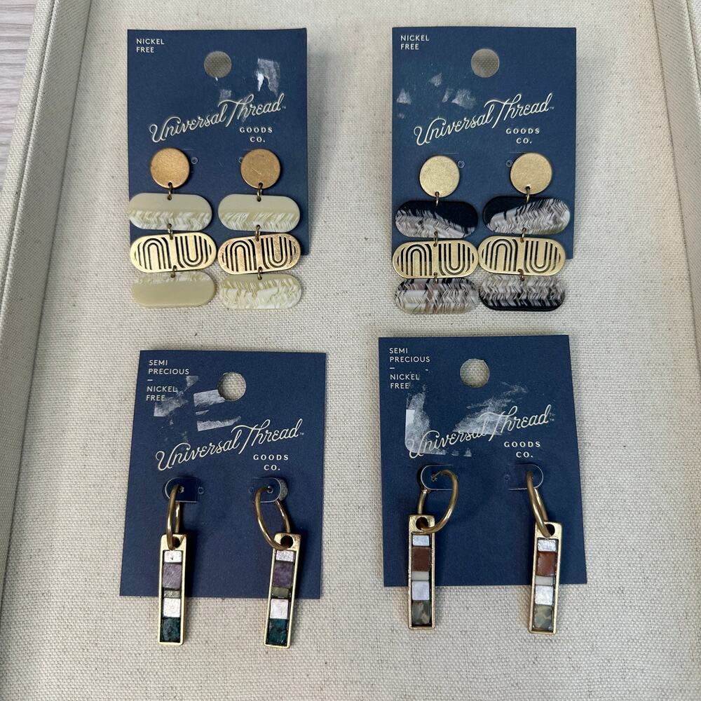 Universal Thread Boho Fashion Dangling Earrings Bundle of 4 Pairs Nickel Free